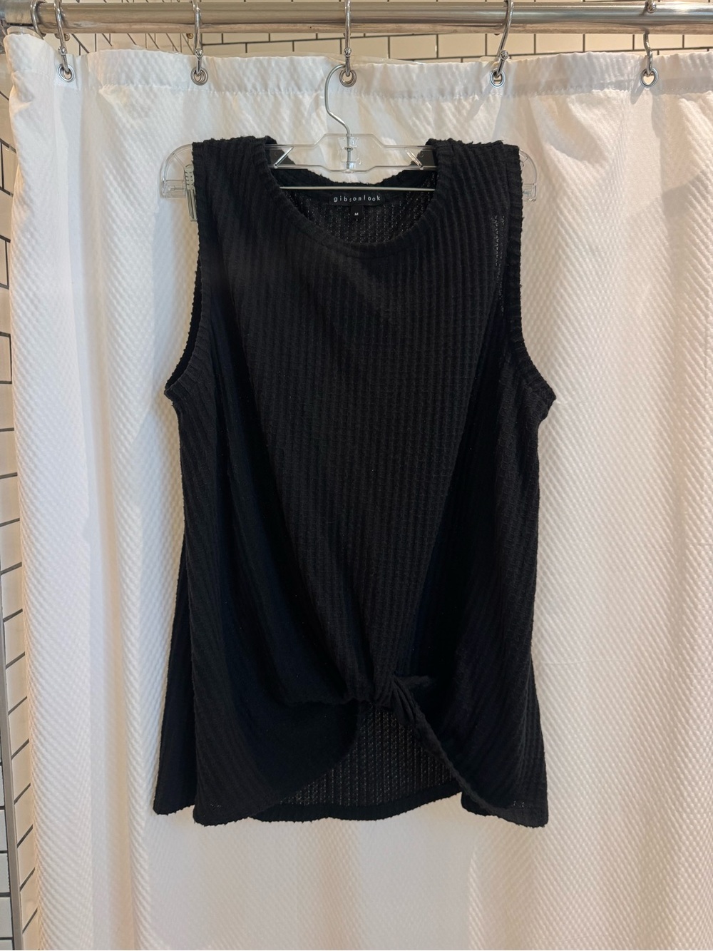 Sleeveless Twist-Front Black Tank Top by Gibsonlook
